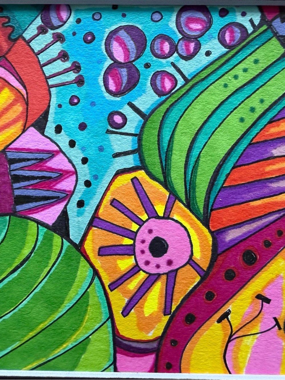 Original Colorful Abstract Botanical Drawing- Bright Multicolor - Picture 4 of 7